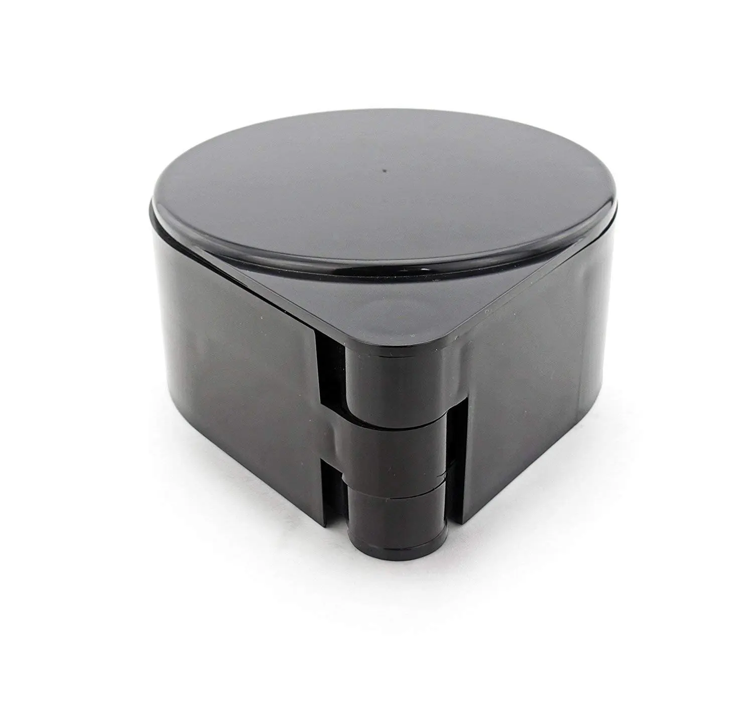 This is a black, plastic PAMLER 3-tier bar glass rimmer with compartments for salt and sugar.