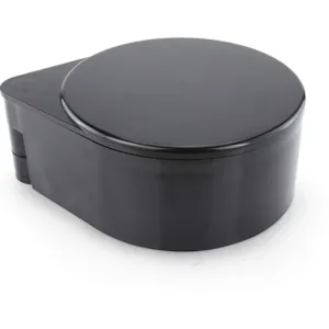 This is a black, plastic PAMLER 3-tier bar glass rimmer with compartments for salt and sugar.