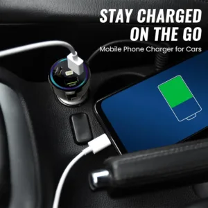 The DANEEN 90W car charger provides fast charging with 3 ports, including USB and Type-C, and comes with a 3-in-1 multi charging cable compatible with Macbook, Samsung, and iPhone devices.