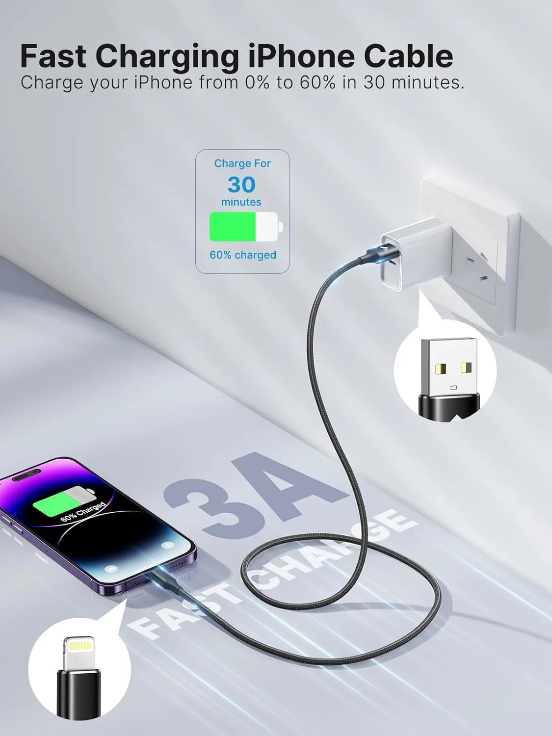 aioneus iphone charger 3m 2