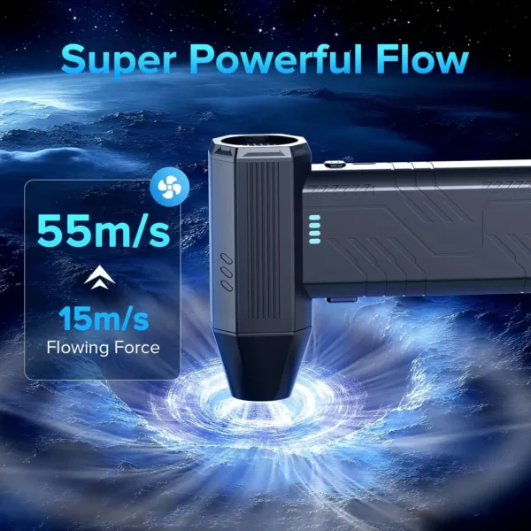 This cordless electric air duster features a powerful 130000 RPM brushless motor and multiple nozzles for cleaning keyboards, computers, electronics, and car interiors, offering a cost-effective and eco-friendly alternative to compressed air cans.