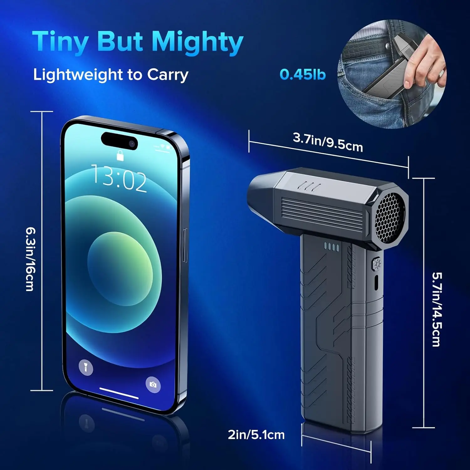 This cordless electric air duster features a powerful 130000 RPM brushless motor and multiple nozzles for cleaning keyboards, computers, electronics, and car interiors, offering a cost-effective and eco-friendly alternative to compressed air cans.