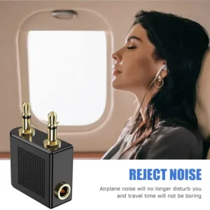 This 3-pack of gold-plated airplane headphone adapters converts a standard 3.5mm male plug to a 3.5mm female stereo jack, providing high-fidelity sound during flights and compatibility with various headphones.