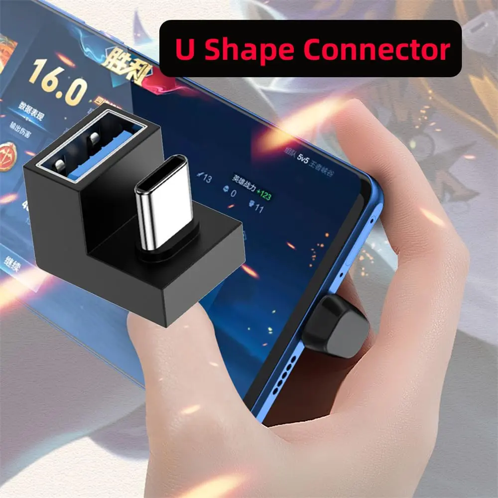 This is a 180 degree up right angled micro USB OTG to USB 2.0 female extension adapter, designed for connecting USB devices to cell phones and tablets in tight spaces.