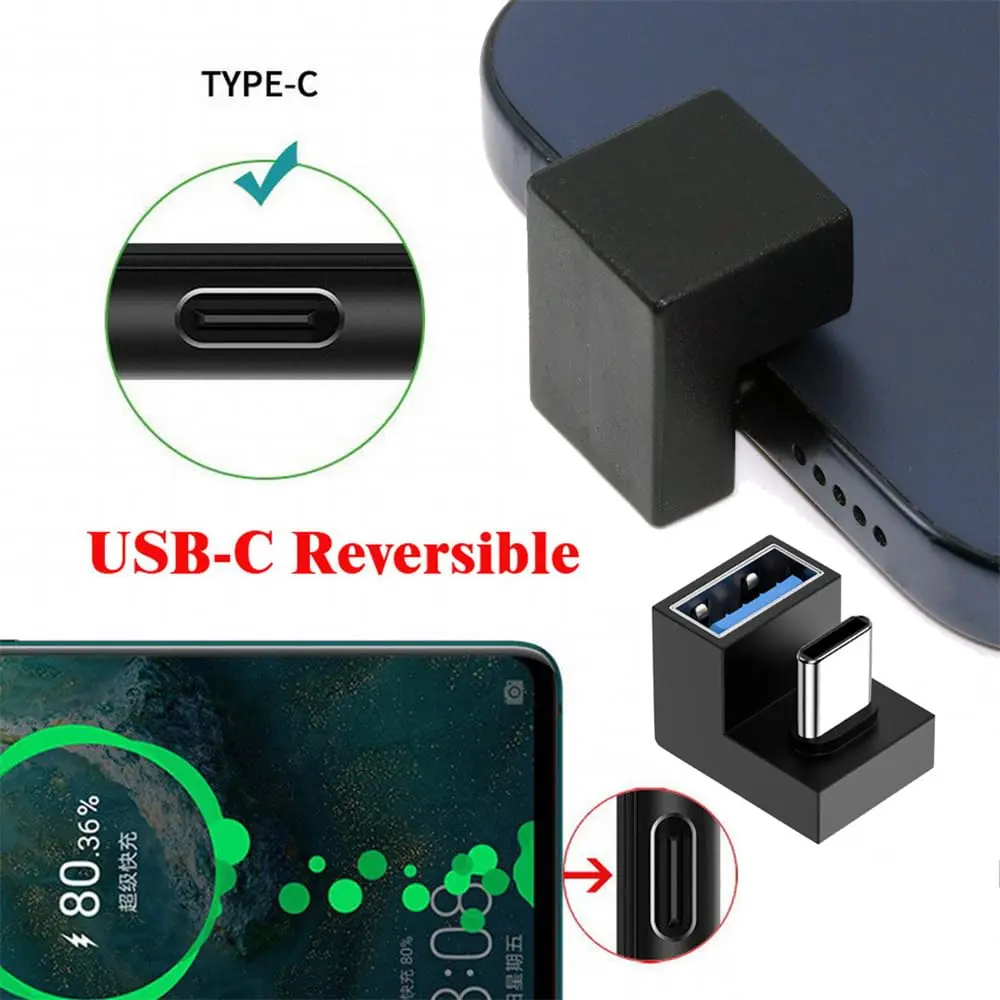 This is a 180 degree up right angled micro USB OTG to USB 2.0 female extension adapter, designed for connecting USB devices to cell phones and tablets in tight spaces.