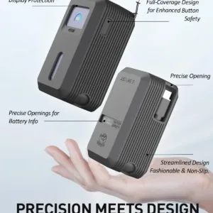 Black silicone case designed for the Anker Nano Power Bank 10000mAh 45W A1638, featuring precise cutouts for easy access to ports and display, protecting the power bank from scratches and wear.