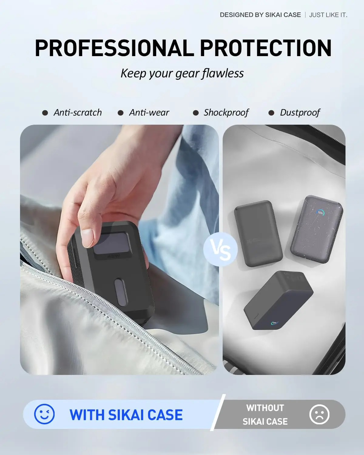 Black silicone case designed for the Anker Nano Power Bank 10000mAh 45W A1638, featuring precise cutouts for easy access to ports and display, protecting the power bank from scratches and wear.