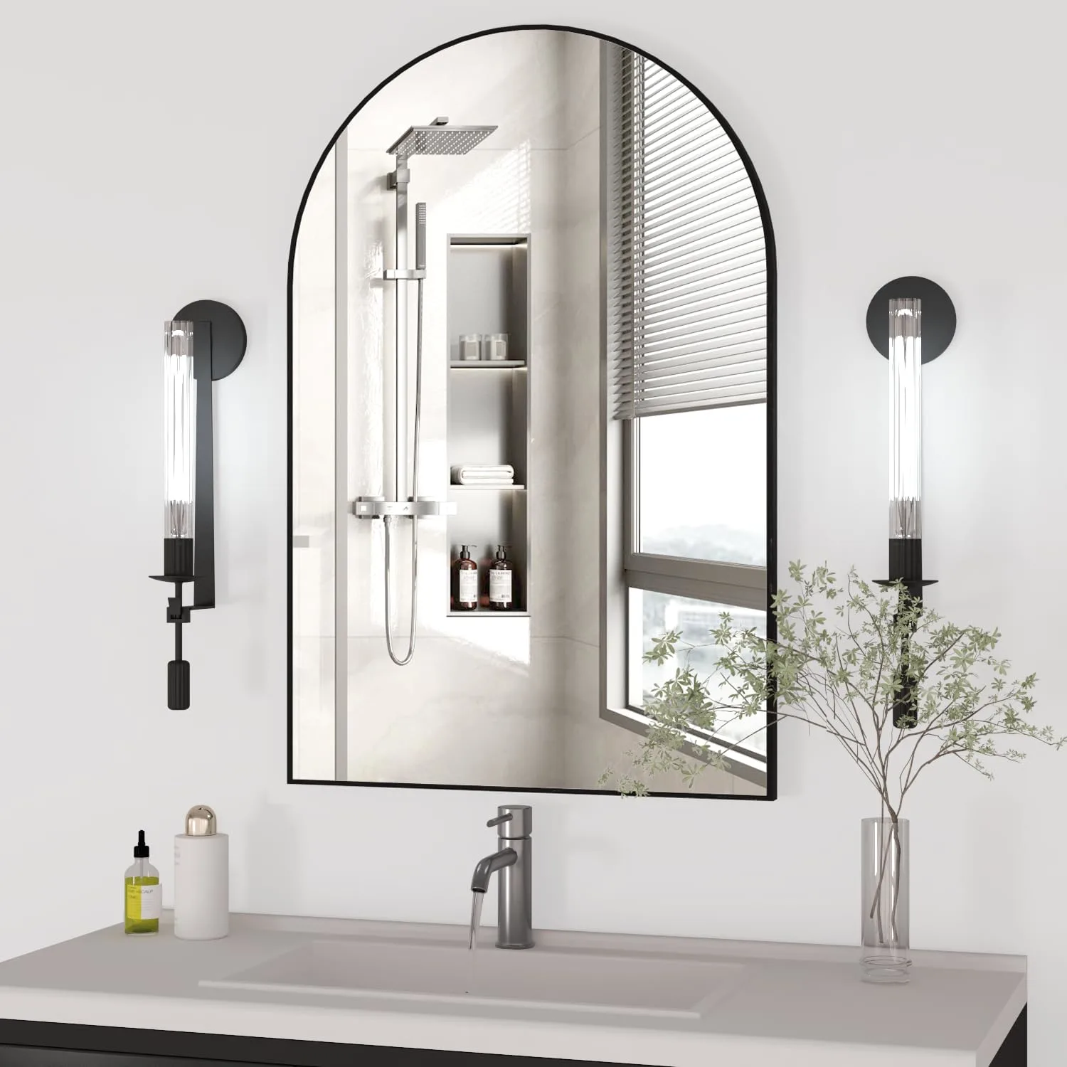 arched wall mirror black 1
