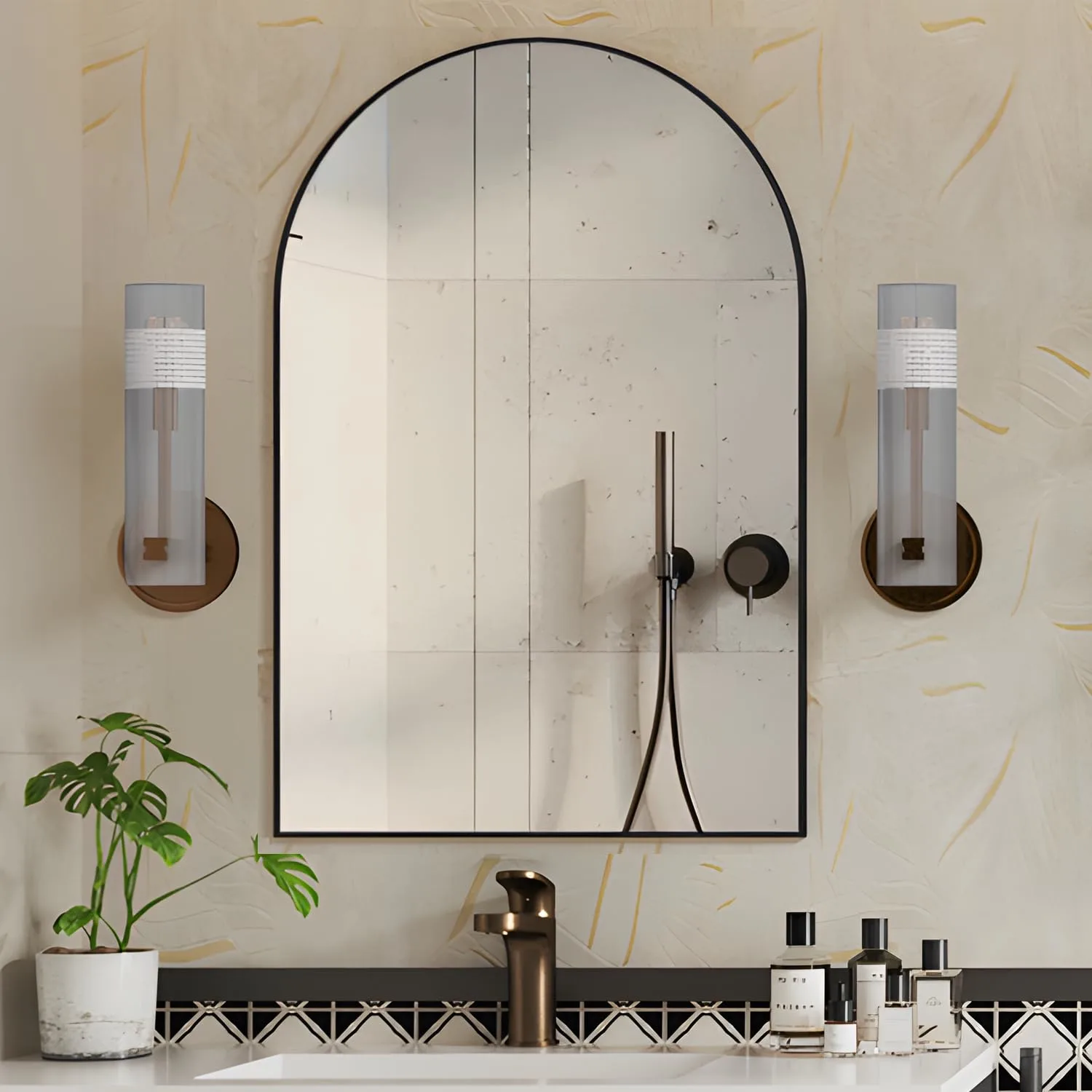 arched wall mirror black 3