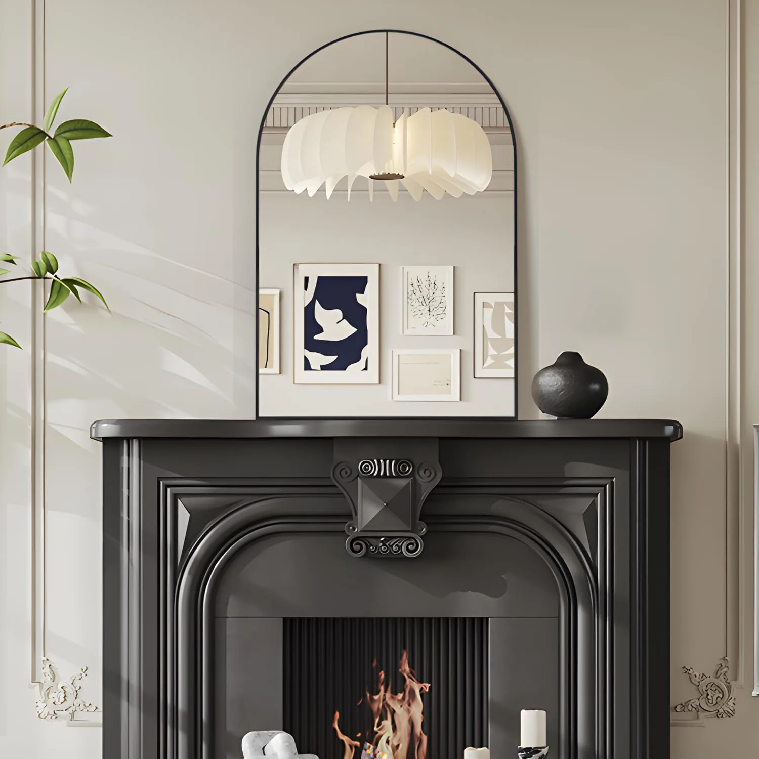 arched wall mirror black 6