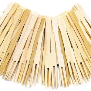 This is a set of 100 eco-friendly, 3.5 inch bamboo mini forks, perfect for serving appetizers, cocktails, and hors d'oeuvres at parties and catering events.