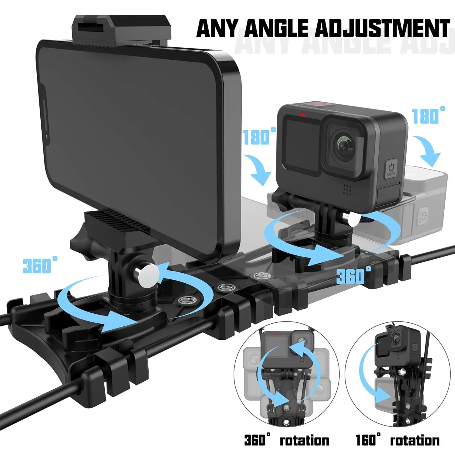 This baseball fence mount securely holds your iPhone or Android phone, GoPro, or Mevo Start, allowing you to record your baseball or softball games while conveniently charging your device.