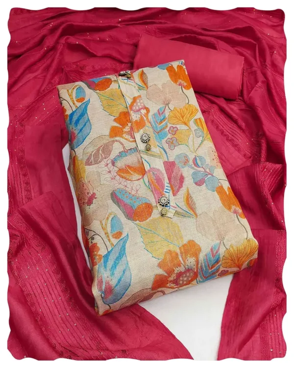 beige cotton silk suit 1