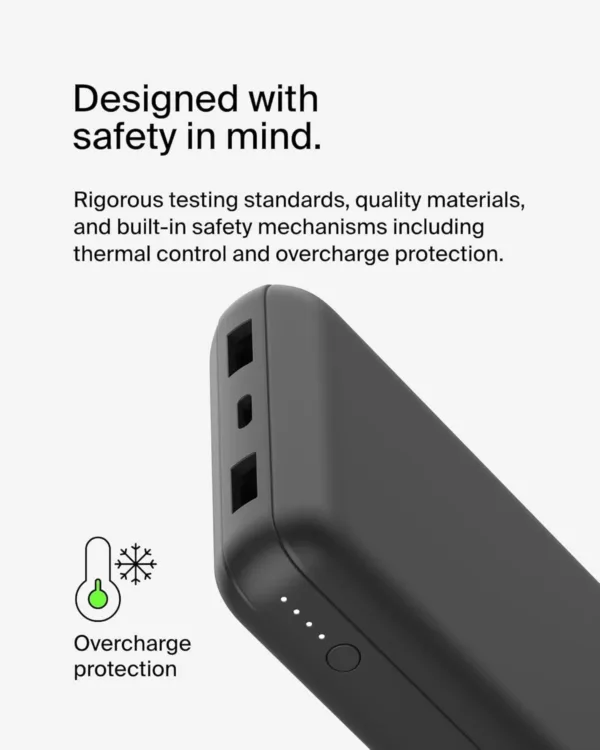 This Belkin USB C portable charger has a 20000mAh power bank with dual USB A ports, a type-C input/output port, and provides up to 78 hours of additional battery life for your devices.