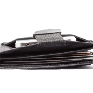 This is a Big Skinny plus size women's bi-fold wallet with a zippered coin compartment, extra wide card pockets, large billfold pockets, a wrist strap, and a magnetic clasp closure, capable of holding up to 20 cards.