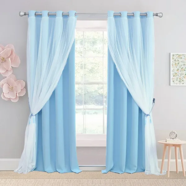 blue curtains blackout sheer 1