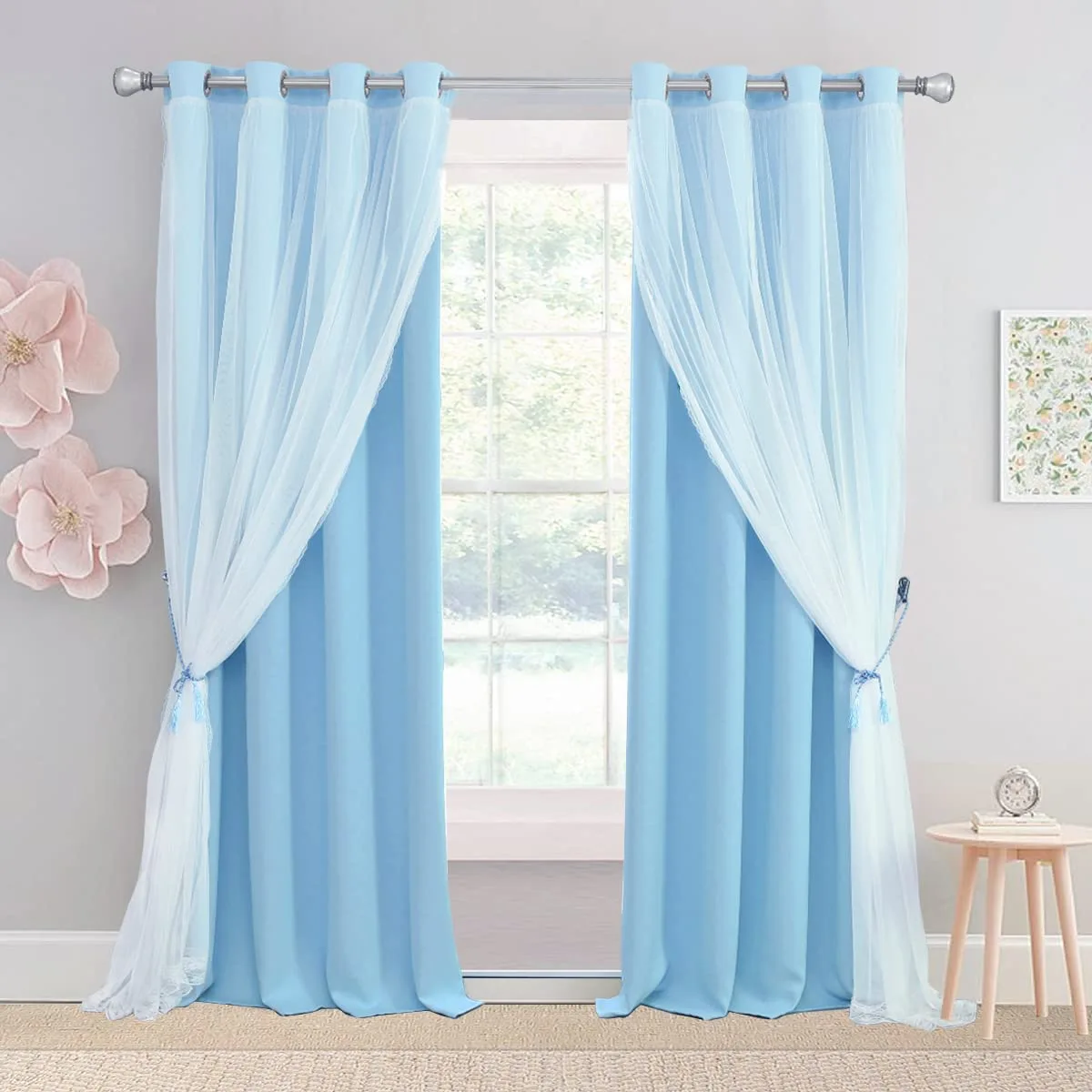 blue curtains blackout sheer 1