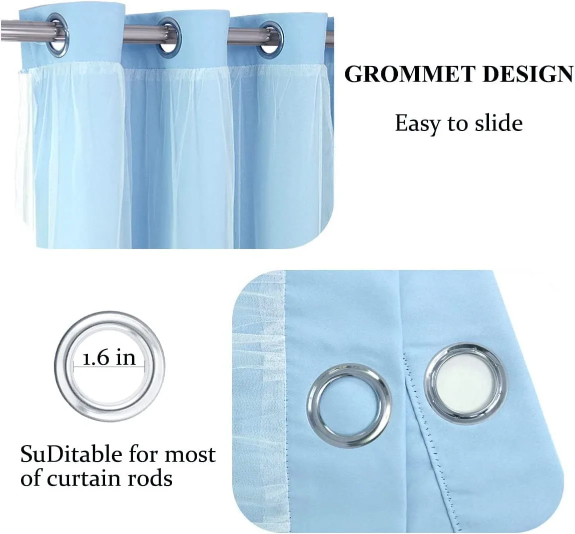 blue curtains blackout sheer 5