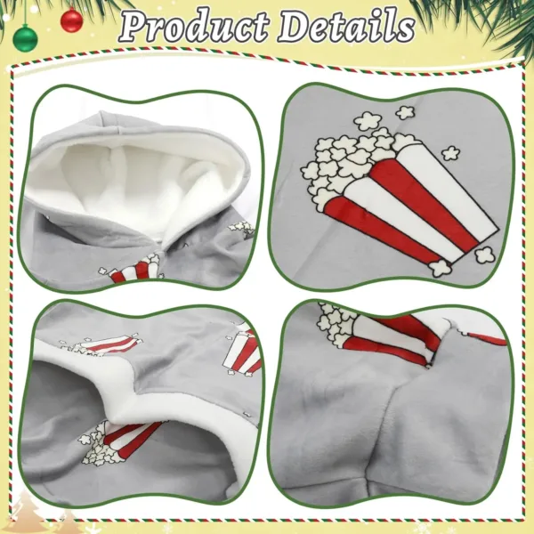 Matching couples pajamas hoodies for adults, designed with a funny double hooded style, made from soft flannel, featuring a large capacity front pocket, and perfect for themed events.