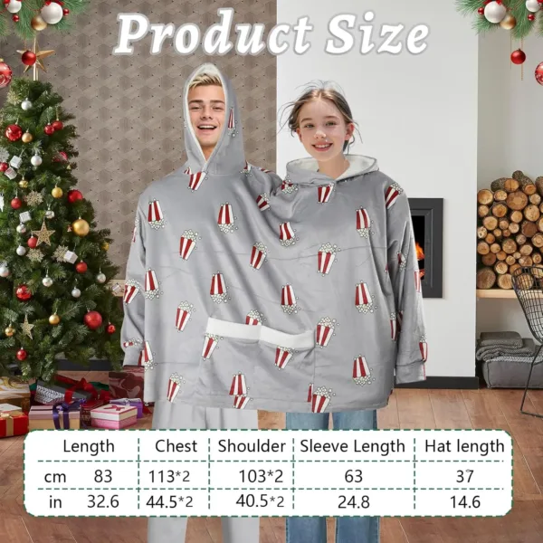 Matching couples pajamas hoodies for adults, designed with a funny double hooded style, made from soft flannel, featuring a large capacity front pocket, and perfect for themed events.