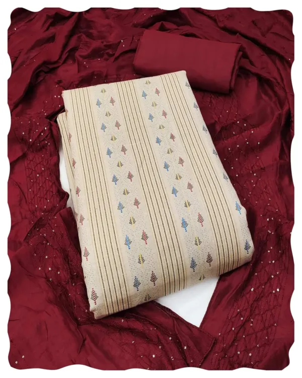 cream cotton unstitched dress 1