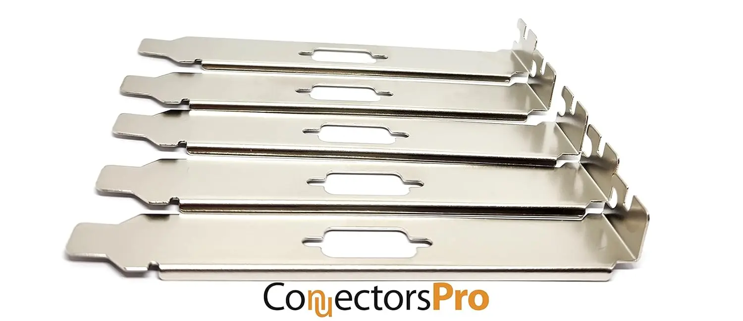 This is a ten pack of stainless steel L bracket expansion slot covers with a DB9 port, designed to keep the DB9 connector in place on the back of your computer.