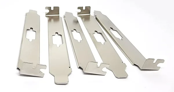 This is a ten pack of stainless steel L bracket expansion slot covers with a DB9 port, designed to keep the DB9 connector in place on the back of your computer.