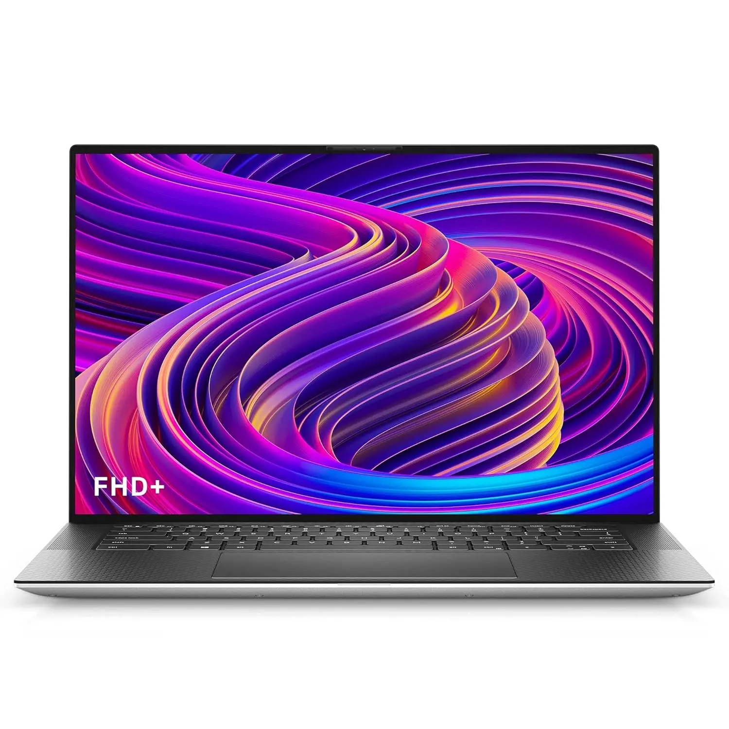 This renewed silver Dell XPS 15 9510 laptop features an 11th Gen Intel Core i7 processor, 16GB RAM, a 512GB SSD, NVIDIA GeForce RTX 3050Ti graphics, a backlit keyboard, fingerprint reader, a vivid 15.6" FHD+ display with Adobe RGB, Dolby Vision, and Eyesafe technology, and immersive Waves Nx audio.