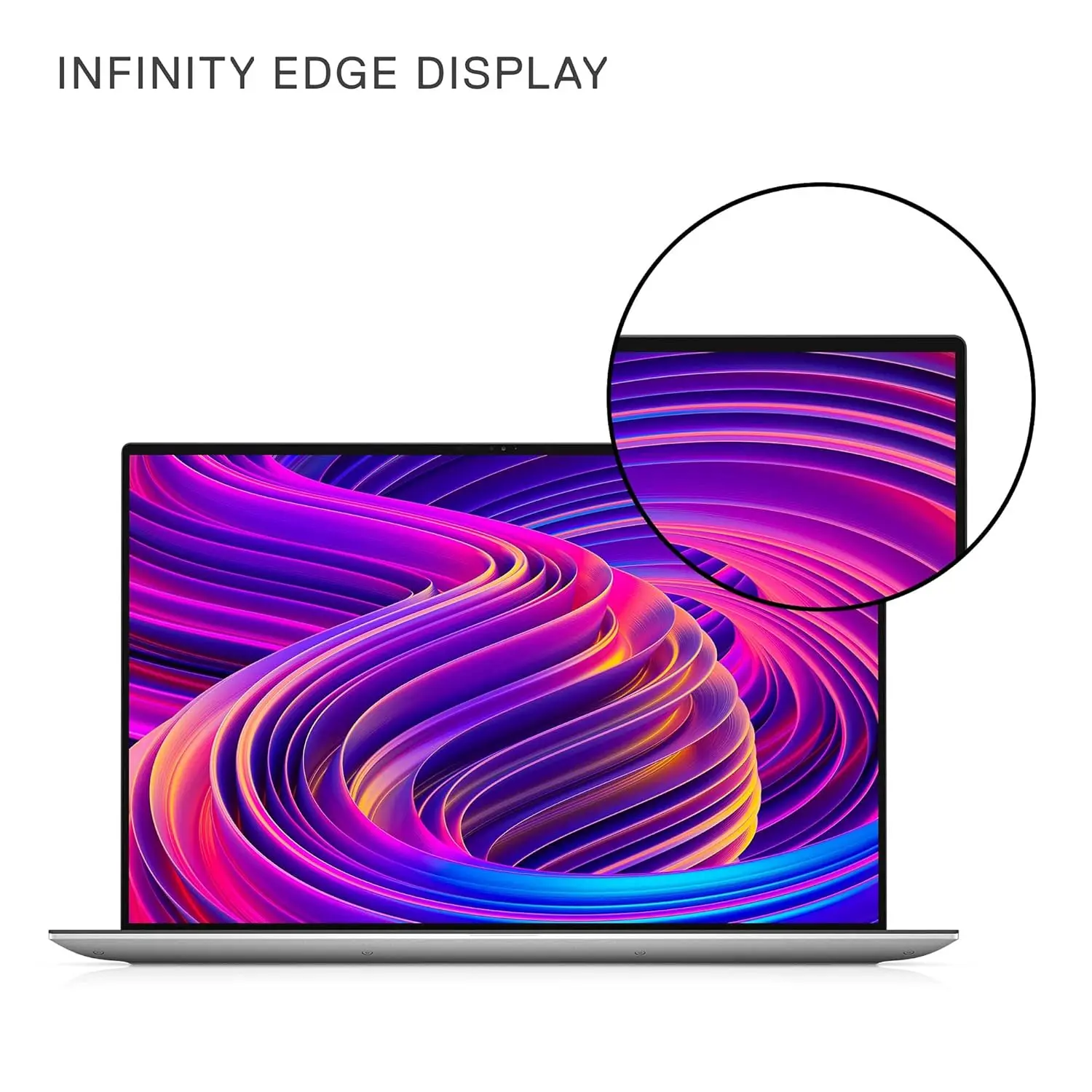 This renewed silver Dell XPS 15 9510 laptop features an 11th Gen Intel Core i7 processor, 16GB RAM, a 512GB SSD, NVIDIA GeForce RTX 3050Ti graphics, a backlit keyboard, fingerprint reader, a vivid 15.6" FHD+ display with Adobe RGB, Dolby Vision, and Eyesafe technology, and immersive Waves Nx audio.