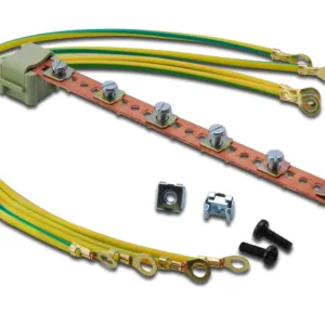 The DIGITUS DN-19 EARTH potential equalization rail is designed for use in 19-inch network and server cabinets, featuring six connection points and including four earth cables, made in Turkey.