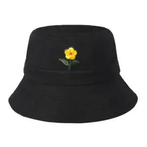 A unisex embroidered bucket hat with a cute animal pattern, perfect for summer fashion and outdoor activities like fishing, hiking, and beach vacations.