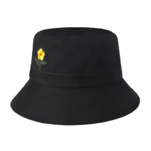 A unisex embroidered bucket hat with a cute animal pattern, perfect for summer fashion and outdoor activities like fishing, hiking, and beach vacations.