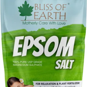A one-kilogram bag of Epsom salt for relaxing baths, muscle pain relief, soothing skin, foot soaks and plant care.