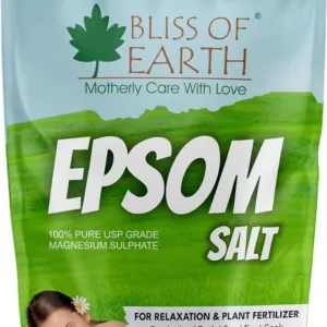 A one-kilogram bag of Epsom salt for relaxing baths, muscle pain relief, soothing skin, foot soaks and plant care.
