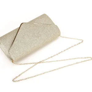 This women's evening clutch bag in black features a magnetic snap closure, providing enough room for your wallet, smartphone, makeup, and other daily essentials.