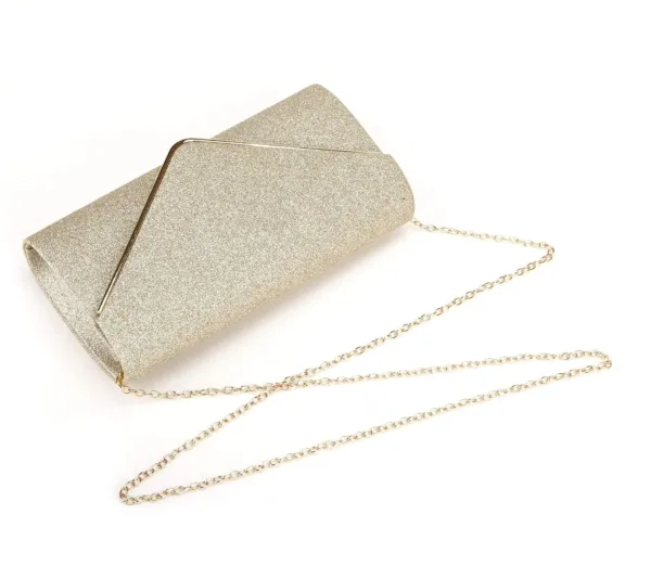 This women's evening clutch bag in black features a magnetic snap closure, providing enough room for your wallet, smartphone, makeup, and other daily essentials.