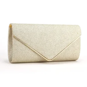 This women's evening clutch bag in black features a magnetic snap closure, providing enough room for your wallet, smartphone, makeup, and other daily essentials.