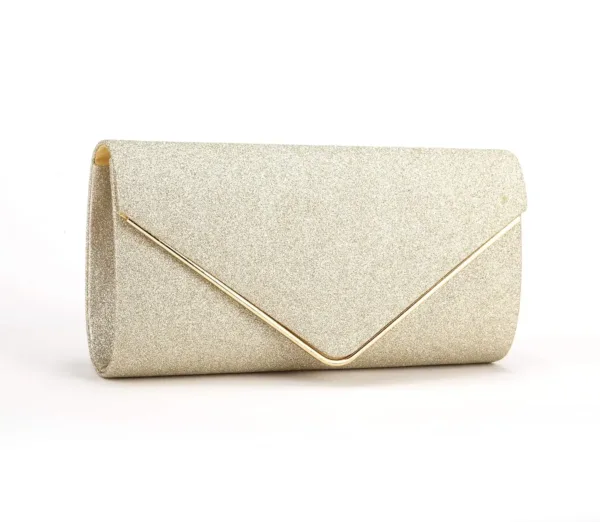 This women's evening clutch bag in black features a magnetic snap closure, providing enough room for your wallet, smartphone, makeup, and other daily essentials.