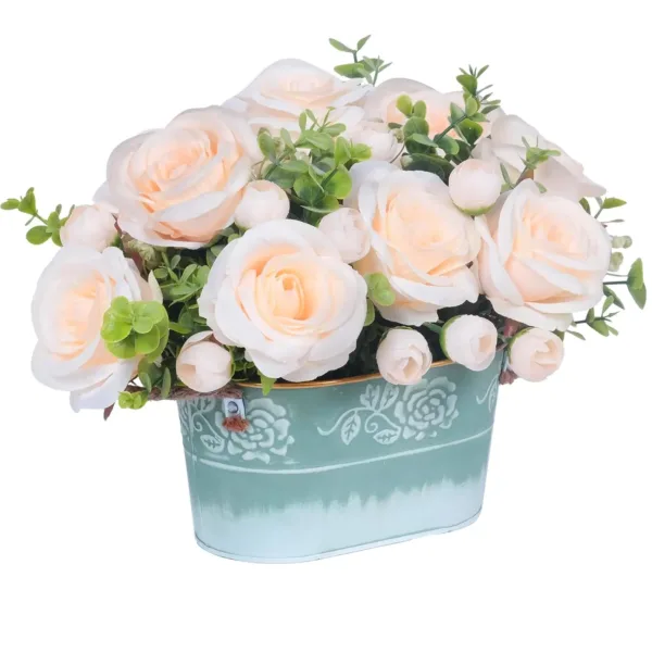 farmhouse rose centrepiece 1