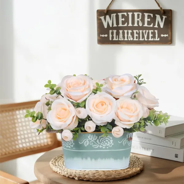 farmhouse rose centrepiece 2