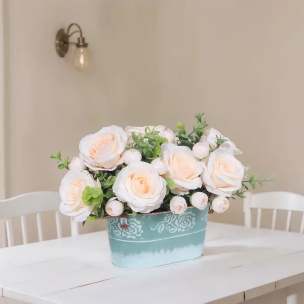farmhouse rose centrepiece 6