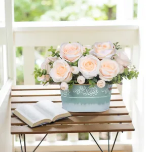 farmhouse rose centrepiece 7