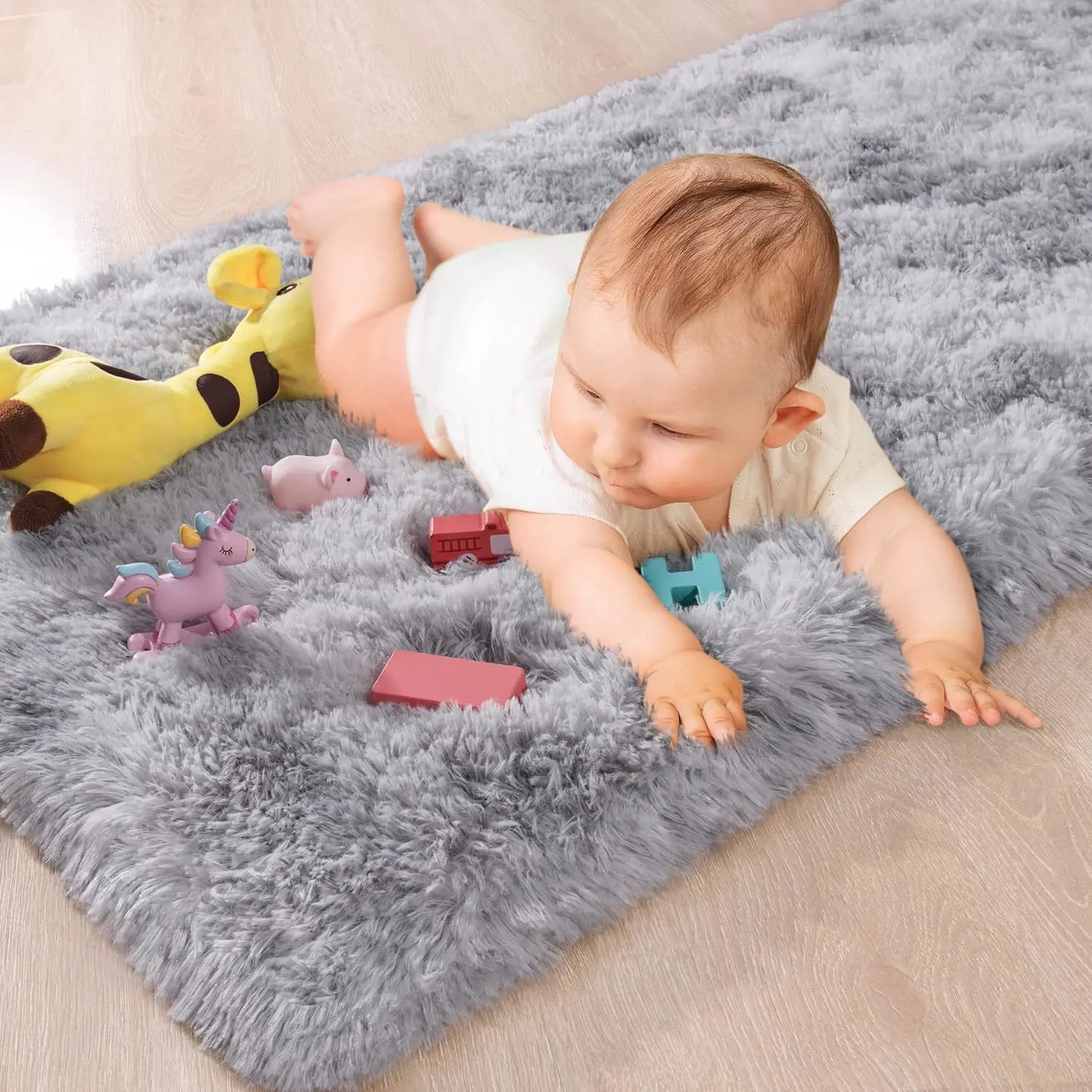 fluffy rug grey kids 2