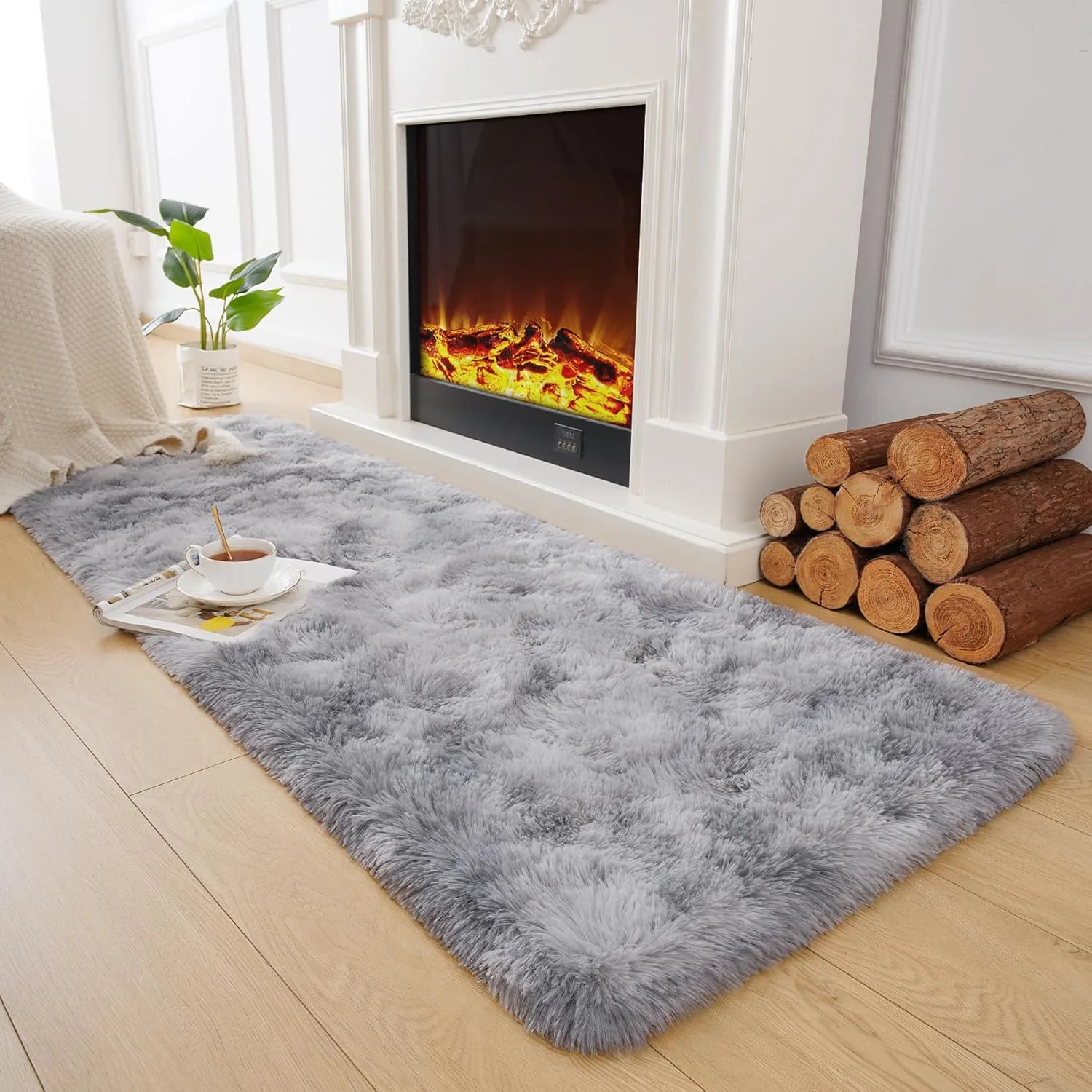 fluffy rug grey kids 3