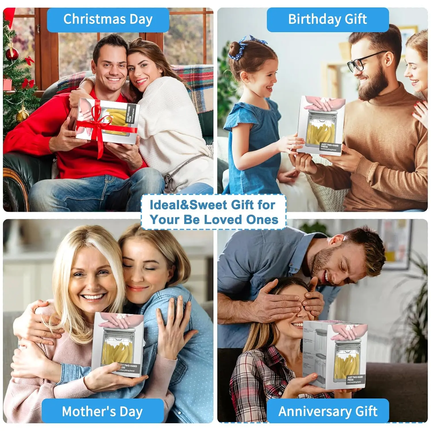 This 4-in-1 vegetable chopper and French fry cutter features interchangeable blades for dicing onions, slicing potatoes, and cutting various fruits and vegetables easily and efficiently.