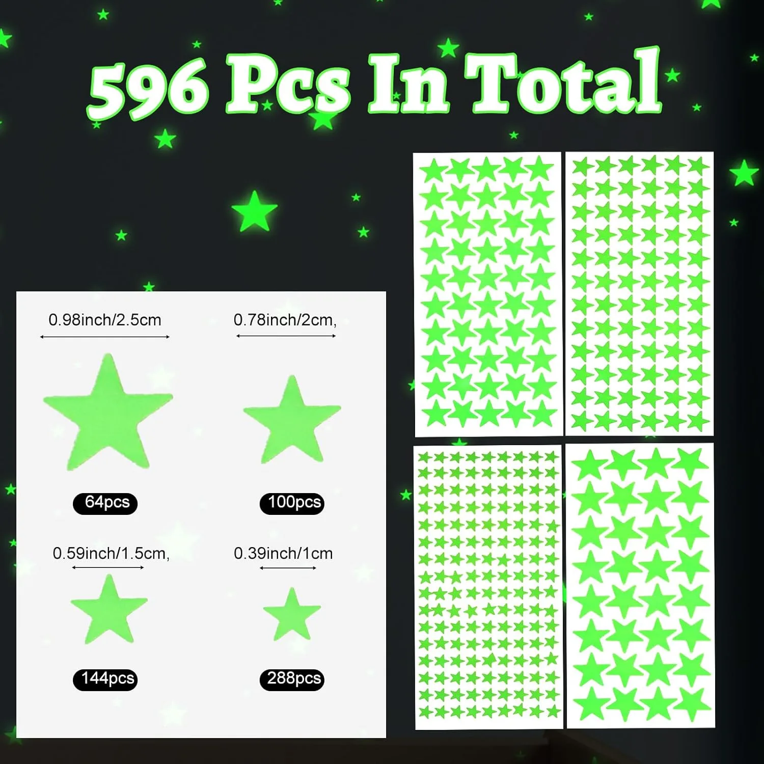 glow dark stars stickers 2