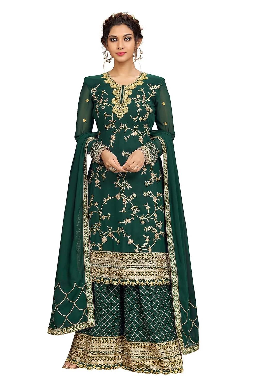 green kurta sharara suit 1
