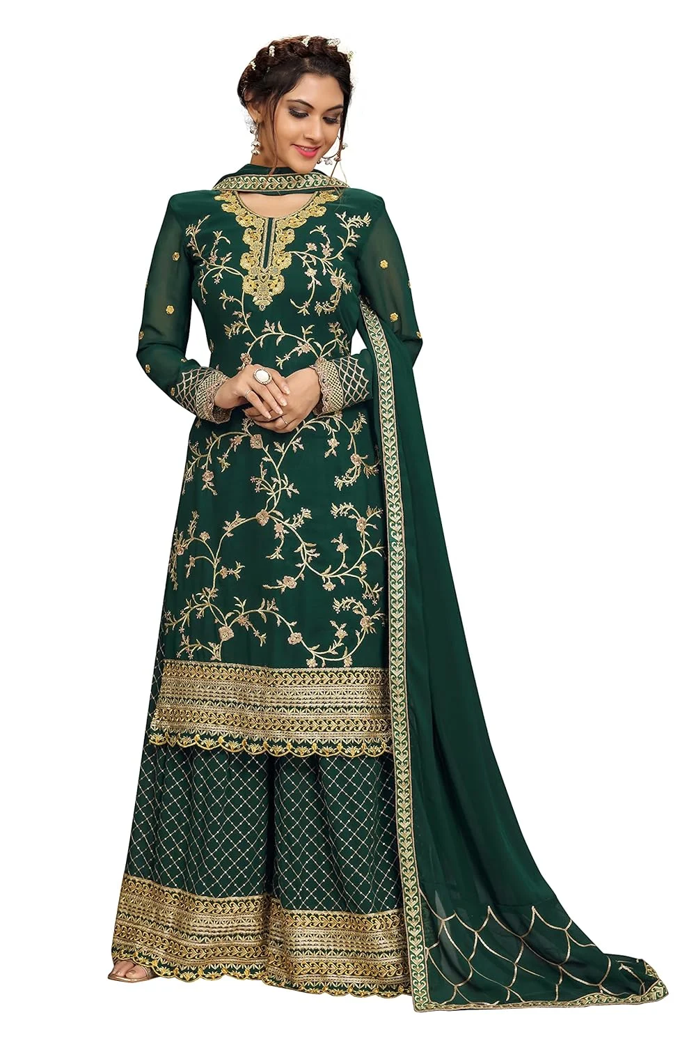 green kurta sharara suit 3