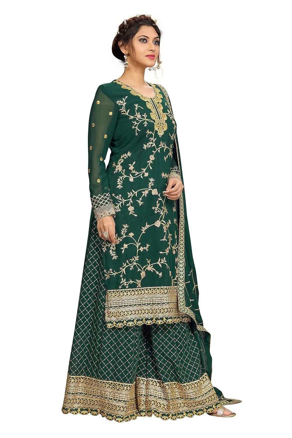 green kurta sharara suit 5
