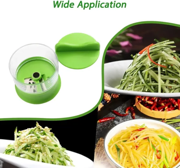 This handheld vegetable spiralizer effortlessly creates veggie noodles from carrots, cucumbers, potatoes, and other vegetables.